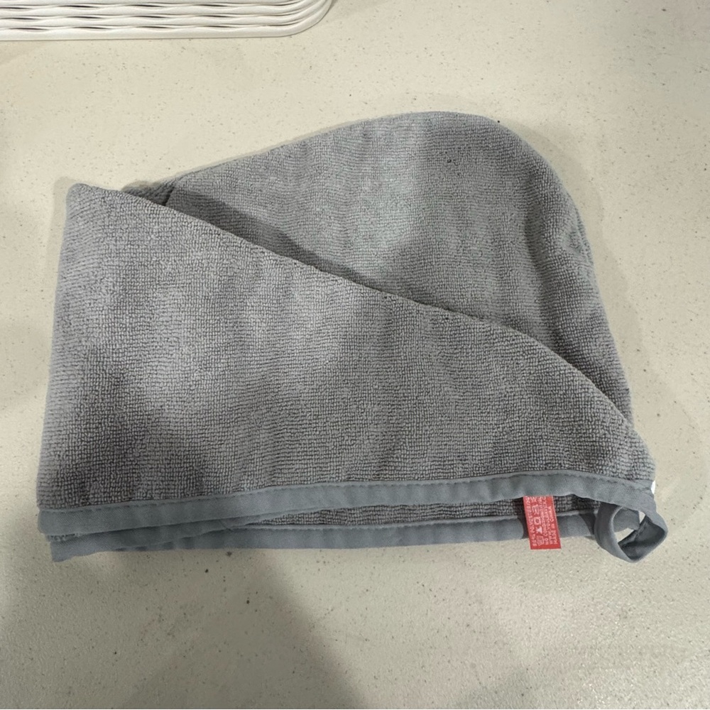 YoulerTex Hair Towel Wrap - Gray Microfiber Quick Dry Hair Turban w/ Button Loop - Picture 3 of 5